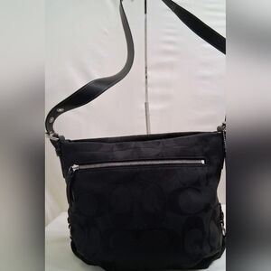 Coach Signature Pattern Black Jacquard Canvas  Shoulder Bag